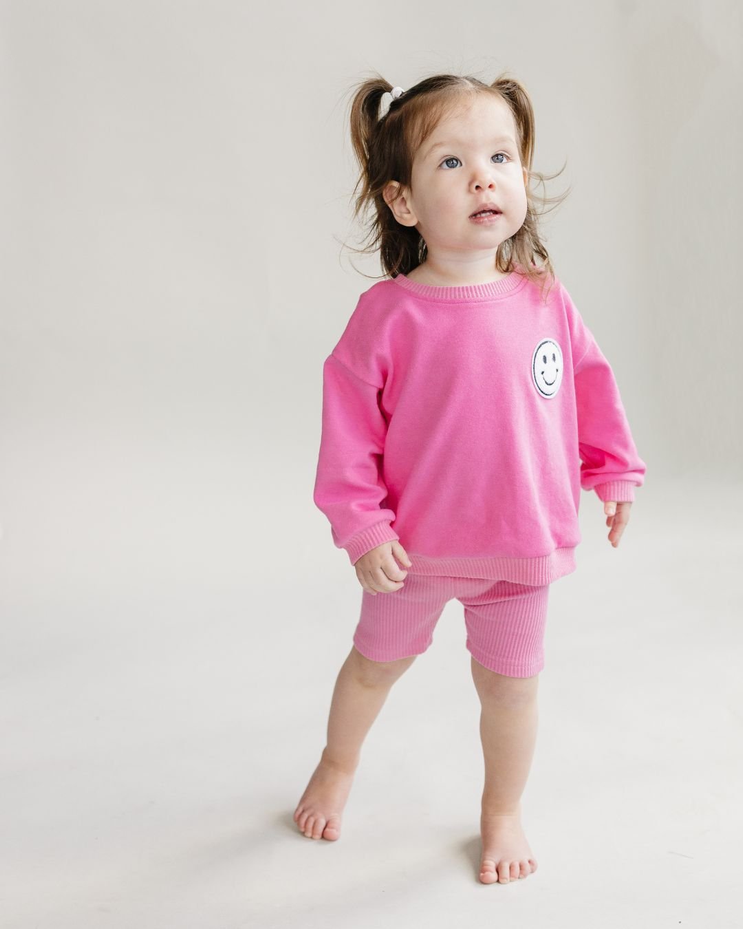 Girls Pink Biker Shorts Set - Blissfully Lavender BoutiqueLUCKY PANDA KIDS