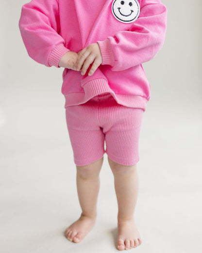 Girls Pink Biker Shorts Set - Blissfully Lavender BoutiqueLUCKY PANDA KIDS