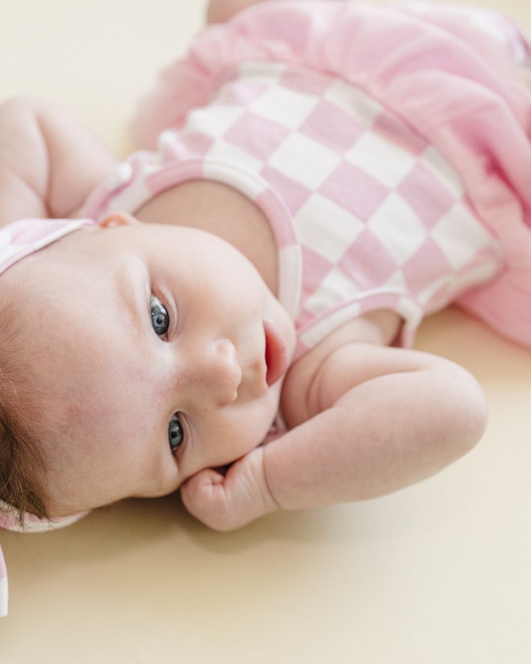 Girls Pink Checkered Tutu Romper - Blissfully Lavender BoutiqueLUCKY PANDA KIDS