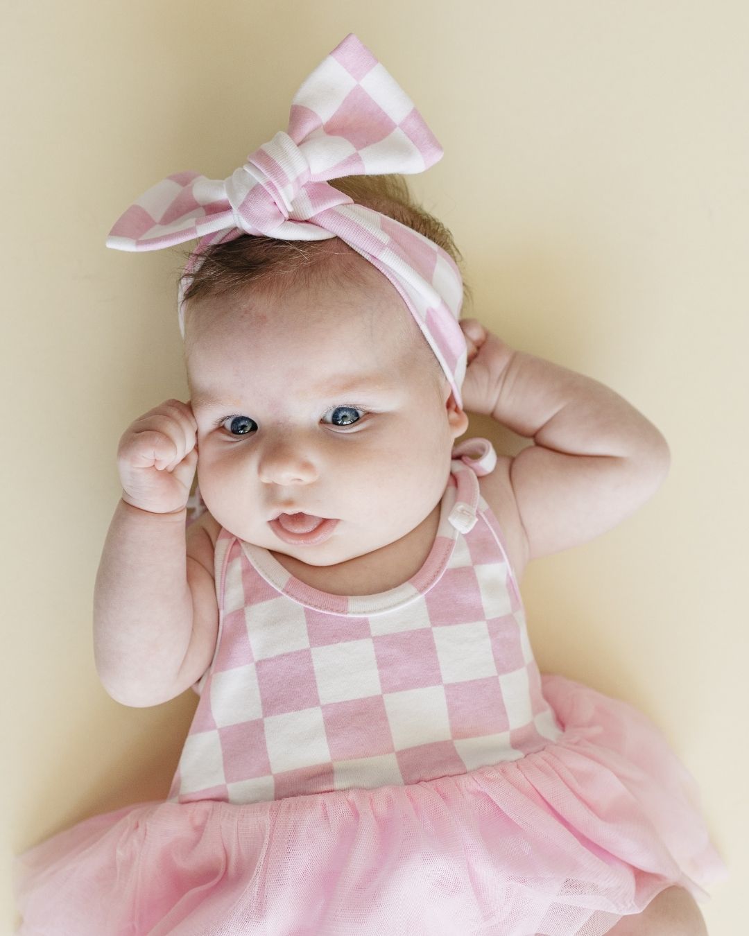 Girls Pink Checkered Tutu Romper - Blissfully Lavender BoutiqueLUCKY PANDA KIDS