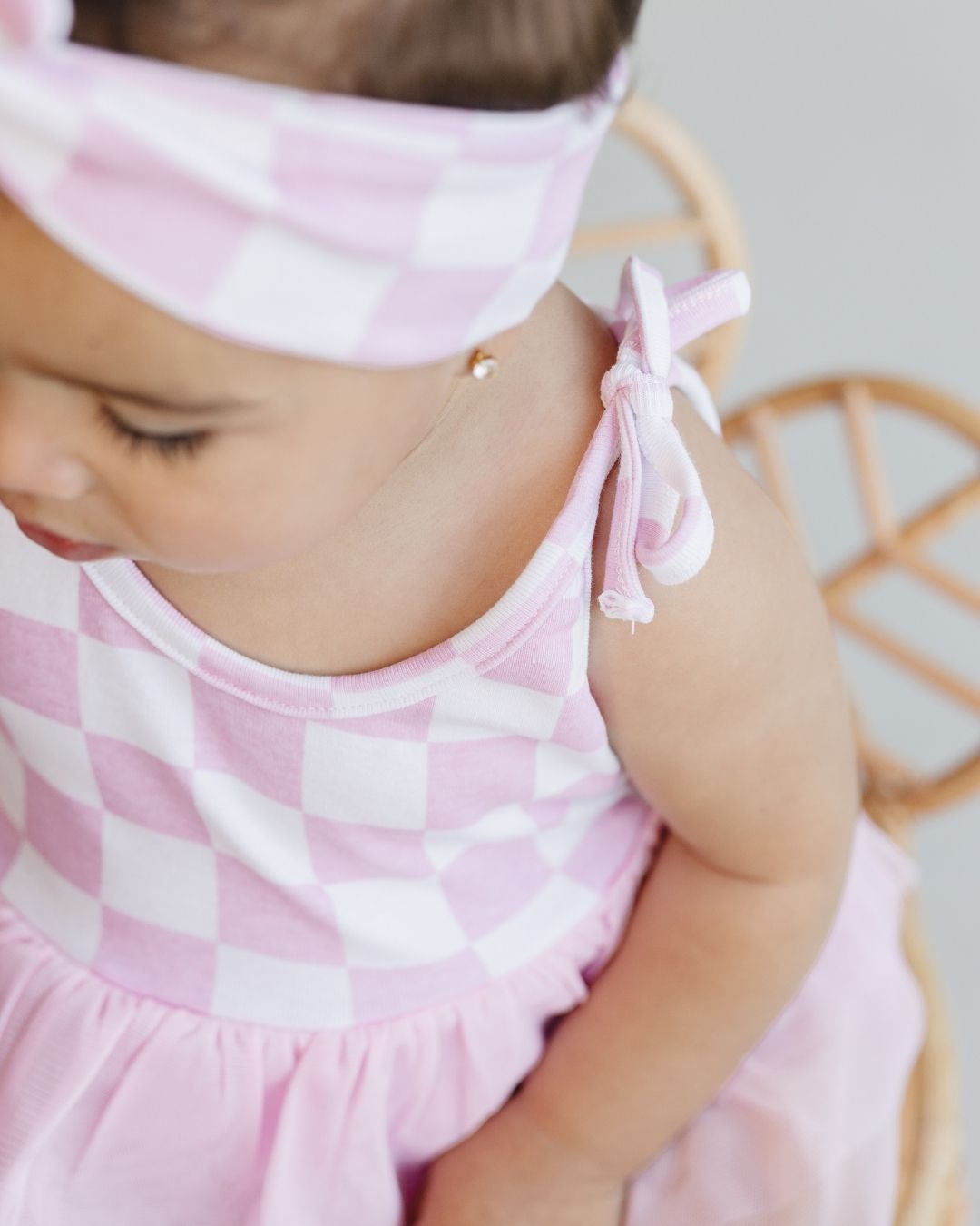 Girls Pink Checkered Tutu Romper - Blissfully Lavender BoutiqueLUCKY PANDA KIDS