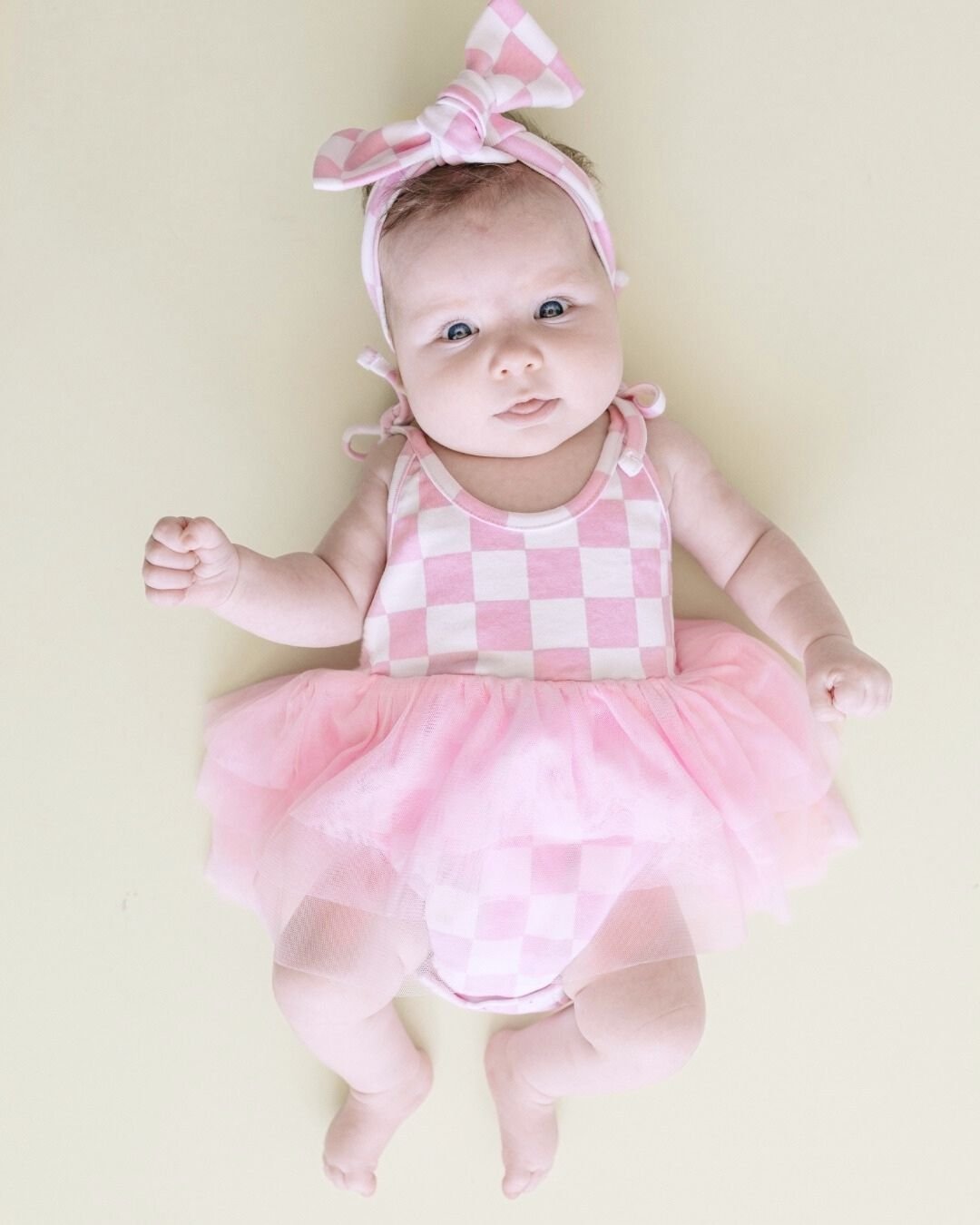 Girls Pink Checkered Tutu Romper - Blissfully Lavender BoutiqueLUCKY PANDA KIDS