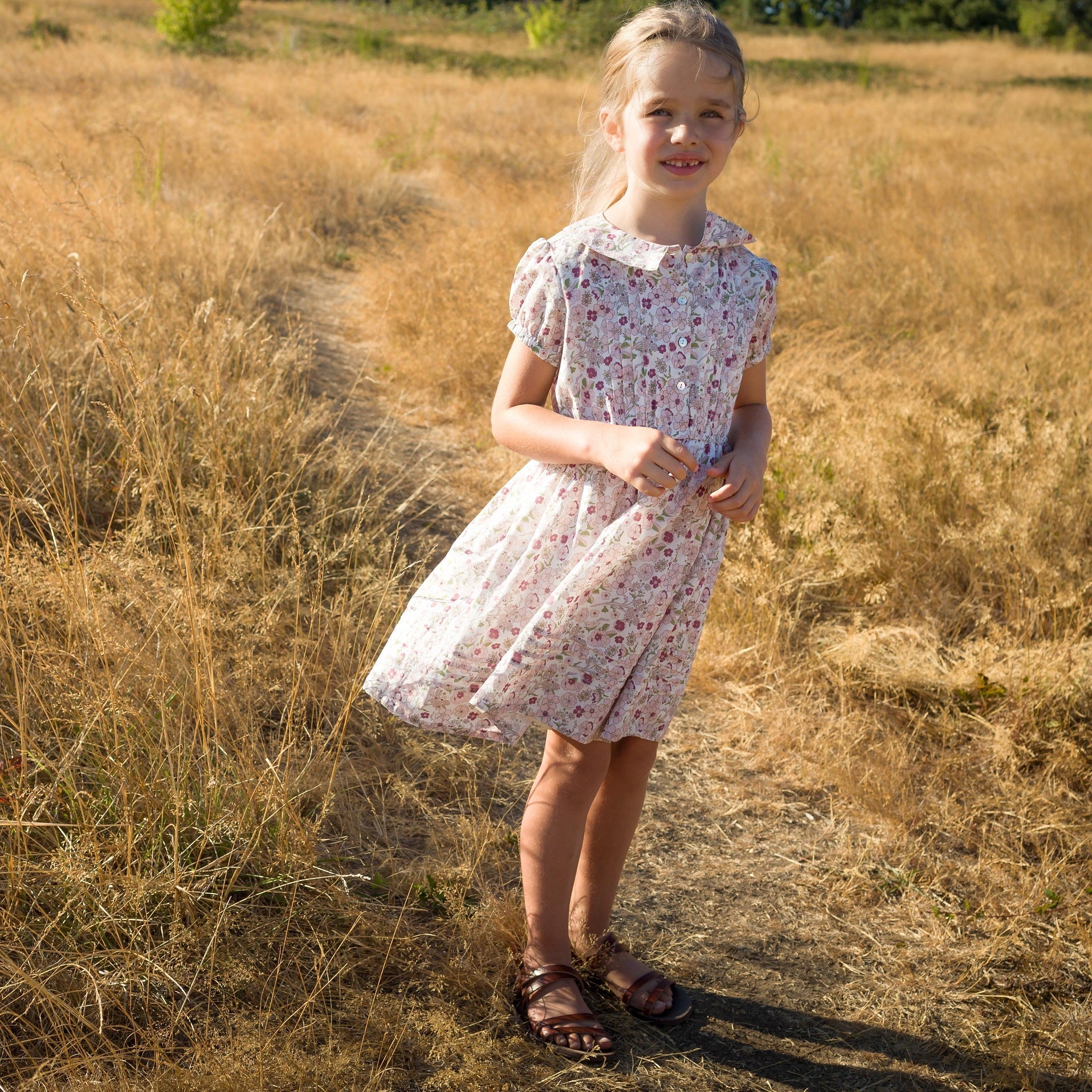 Girls Pink Ditsy Sawyer Dress - Blissfully Lavender BoutiqueBeet World