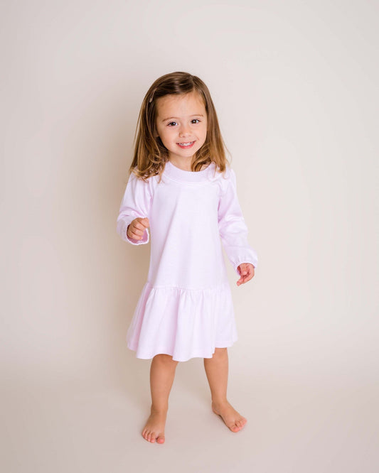 Girls Pink Long Sleeve Jersey Dress - Blissfully Lavender BoutiqueCuclie