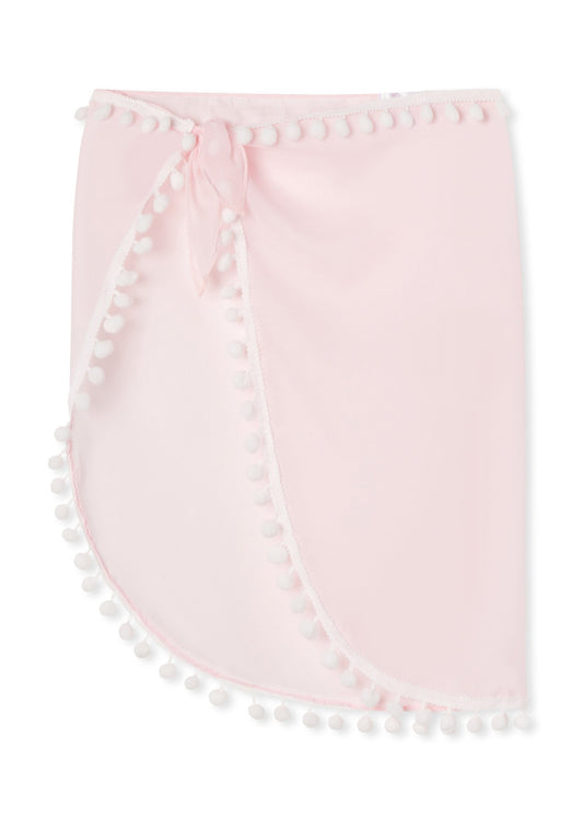 Girls Pink Pareo Skirt Cover - Up with Pom Poms - Blissfully Lavender BoutiqueStella Cove