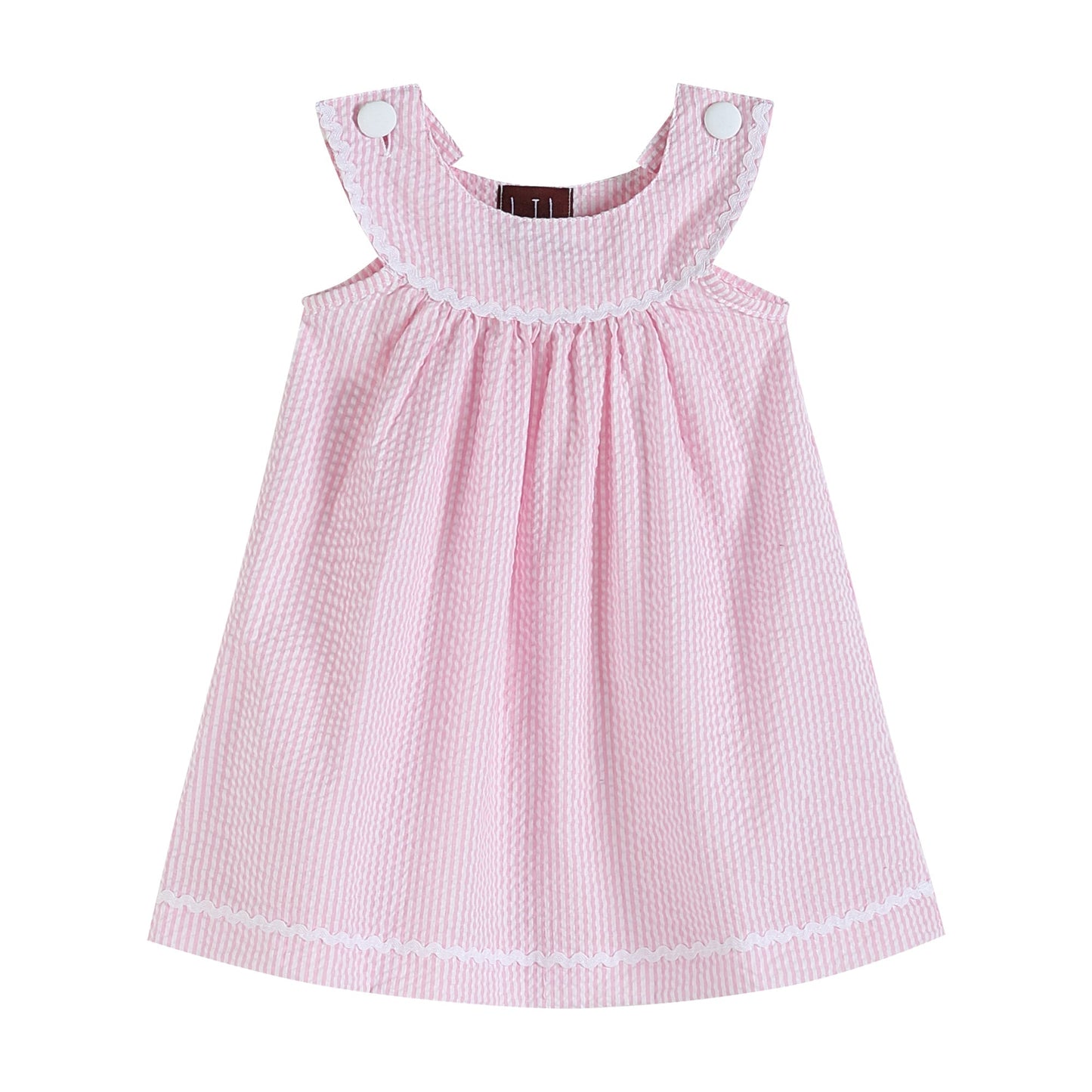 Girls Pink Seersucker Yoke Dress - Blissfully Lavender BoutiqueLil Cactus