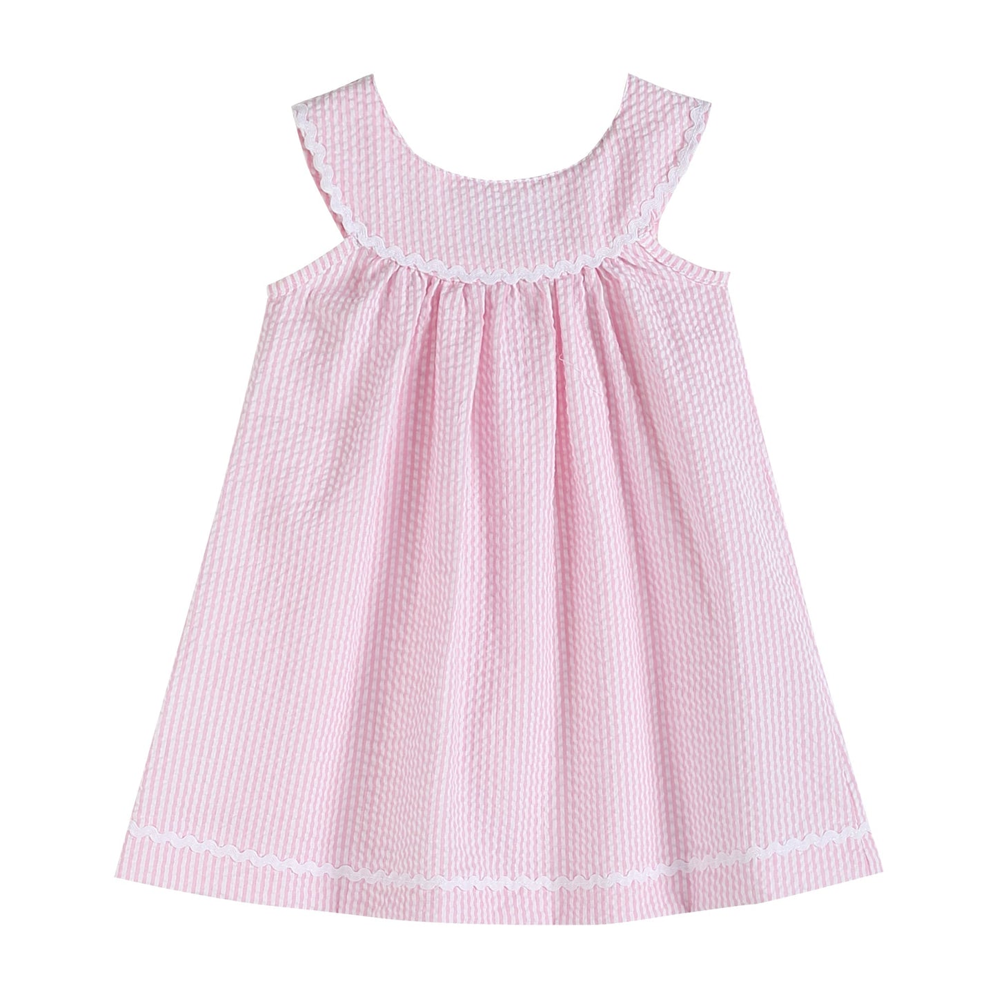 Girls Pink Seersucker Yoke Dress - Blissfully Lavender BoutiqueLil Cactus