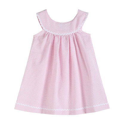 Girls Pink Seersucker Yoke Dress - Blissfully Lavender BoutiqueLil Cactus