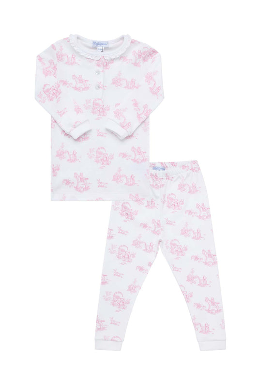 Girls Pink Toile Pima Cotton Pajamas - Blissfully Lavender BoutiqueNella Pima