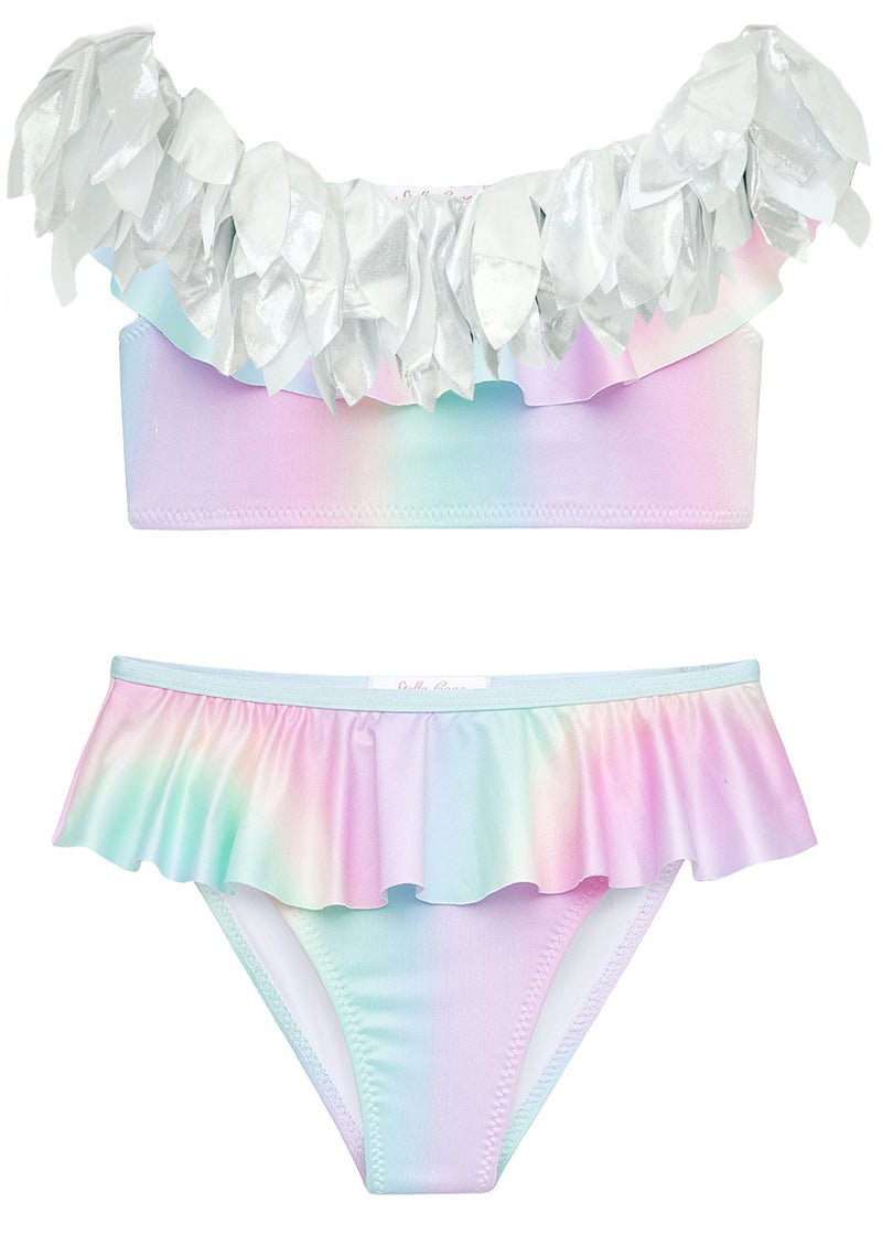 Girls Rainbow Two - Piece Bikini with Silver Petals - Blissfully Lavender BoutiqueStella Cove