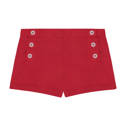 Girls Red Poplin Sailor Button Shorts - Blissfully Lavender BoutiqueBusy Bee