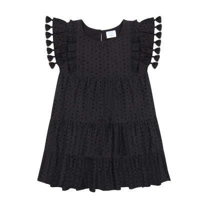 Girls Sophie Tassel Black Eyelet Dress - Blissfully Lavender BoutiqueMer St. Barth