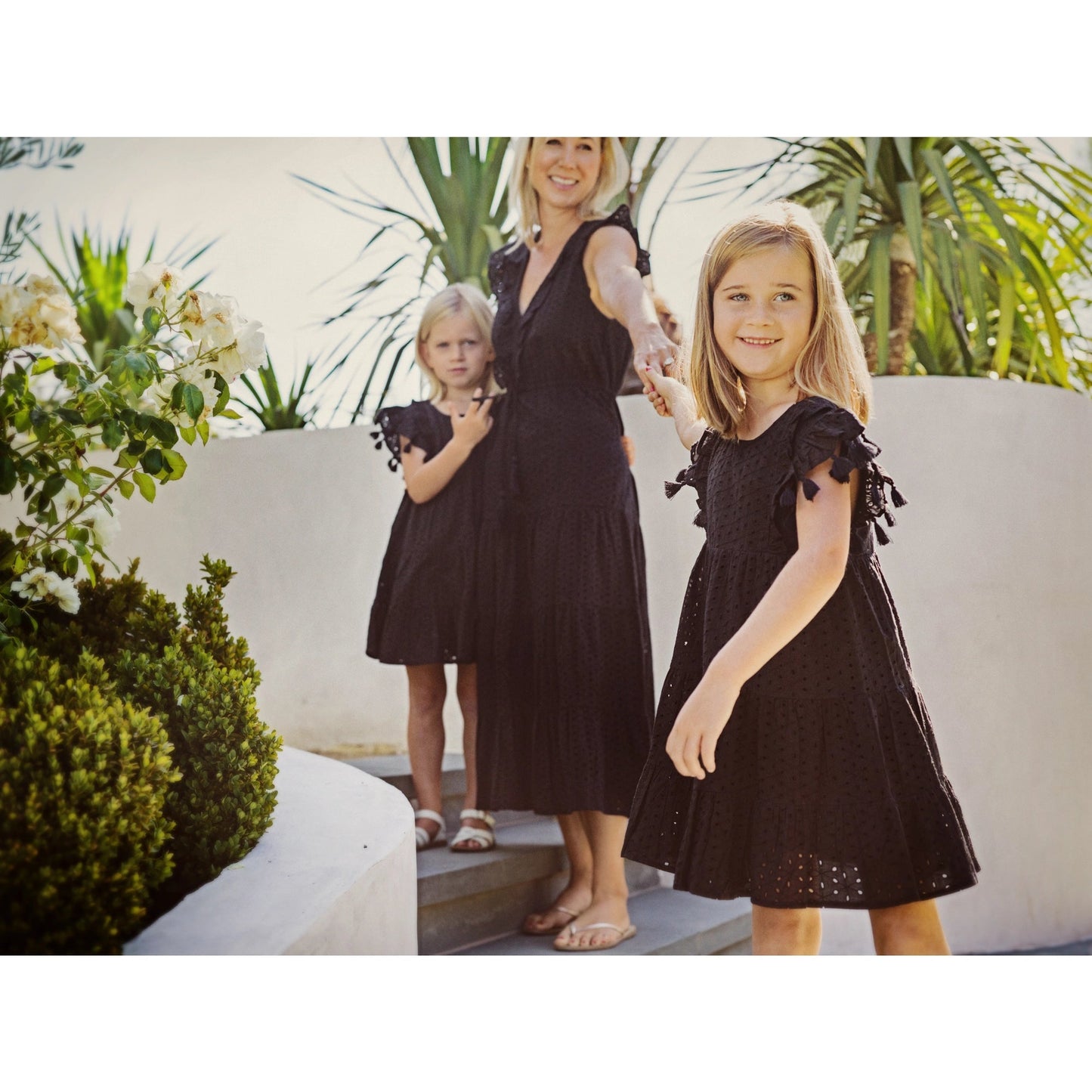 Girls Sophie Tassel Black Eyelet Dress - Blissfully Lavender BoutiqueMer St. Barth