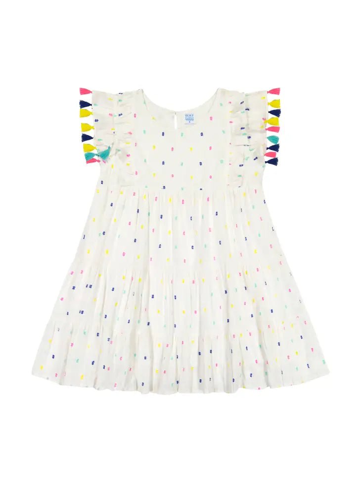 Girls Sophie Tassel Dress in Confetti Swiss Dot - Blissfully Lavender BoutiqueMer St. Barth