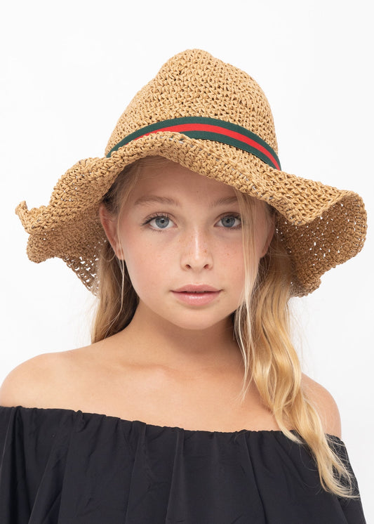 Girls Stripe Straw Hat - Blissfully Lavender BoutiqueStella Cove