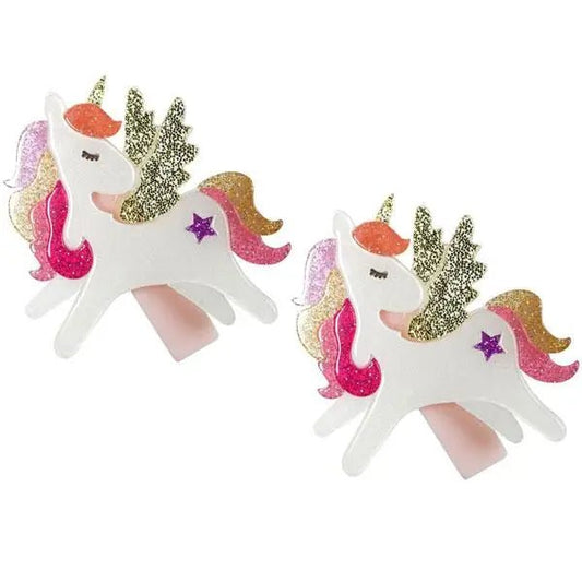 Girls Unicorn Winged Coral Glitter Alligator Hair Clips - Blissfully Lavender BoutiqueLilies & Roses NY