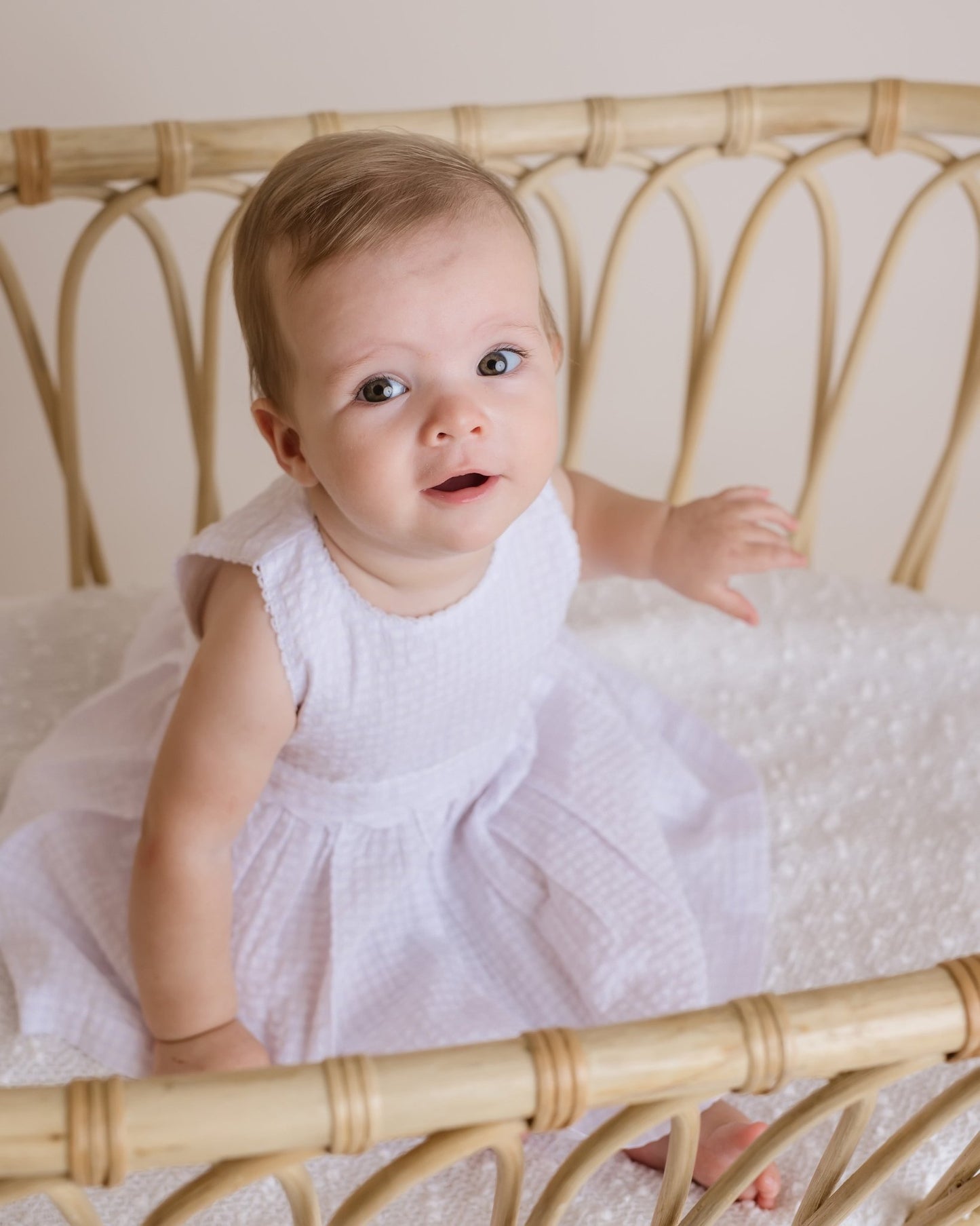 Girls White Scalloped Trim Dress - Blissfully Lavender BoutiqueCuclie