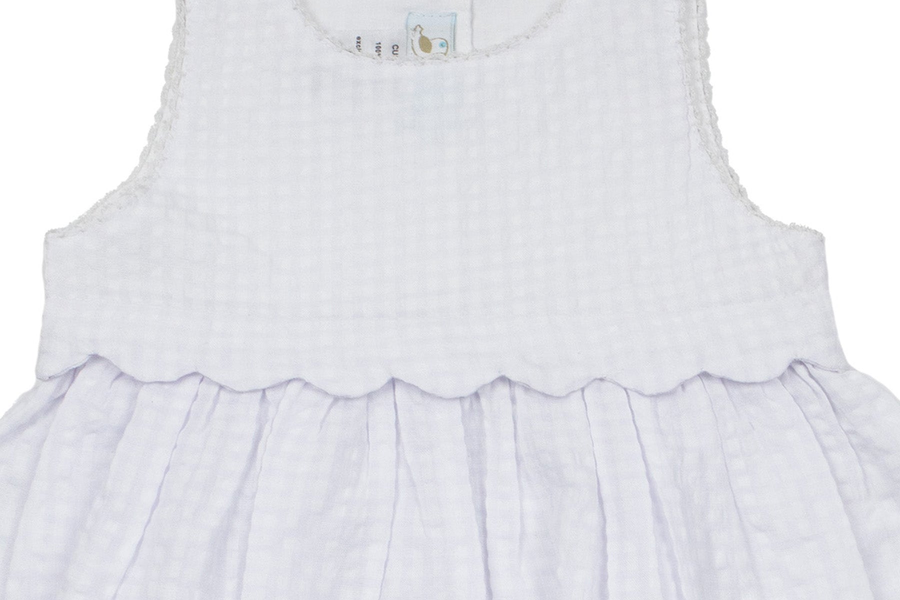 Girls White Scalloped Trim Dress - Blissfully Lavender BoutiqueCuclie