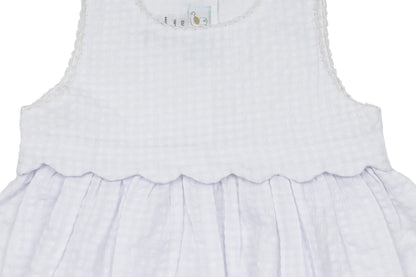 Girls White Scalloped Trim Dress - Blissfully Lavender BoutiqueCuclie