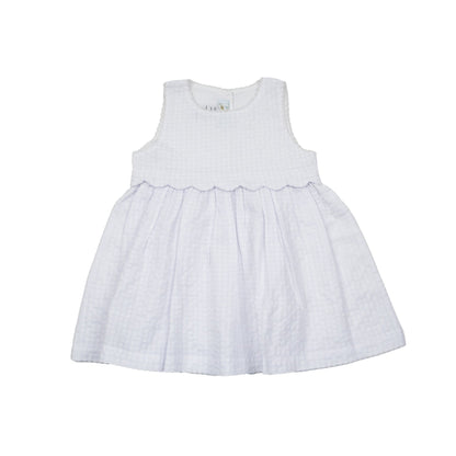 Girls White Scalloped Trim Dress - Blissfully Lavender BoutiqueCuclie