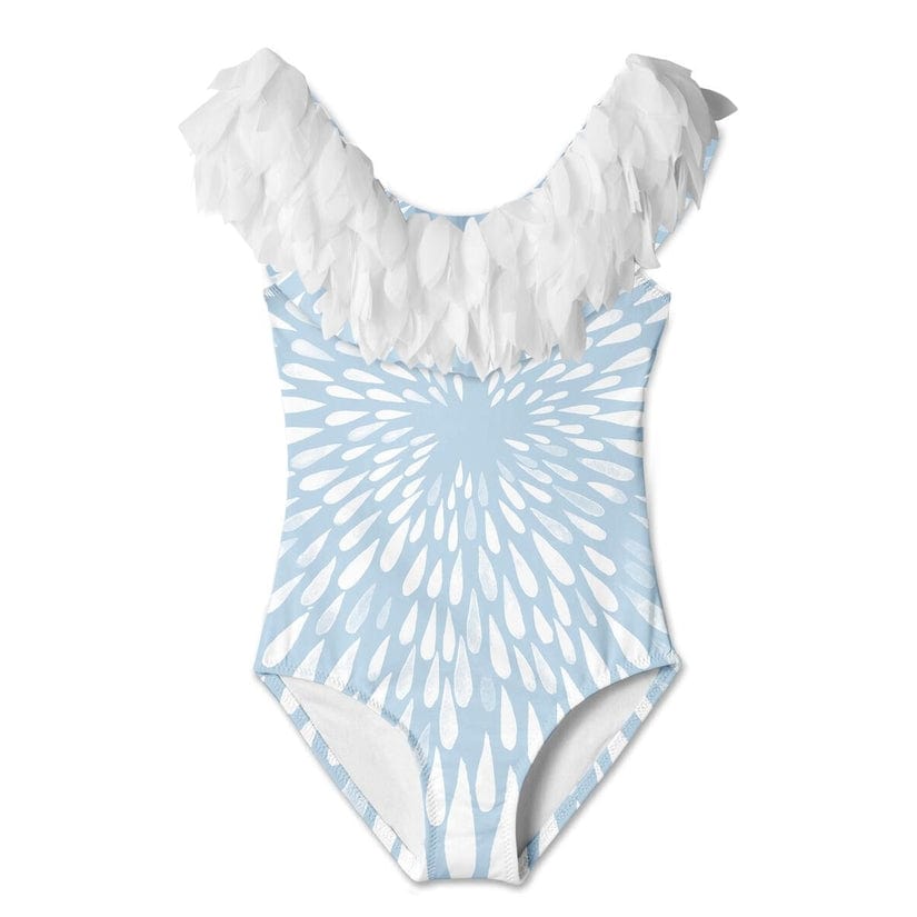 Girls White Splash Petal Draped Swimsuit - Blissfully Lavender BoutiqueStella Cove