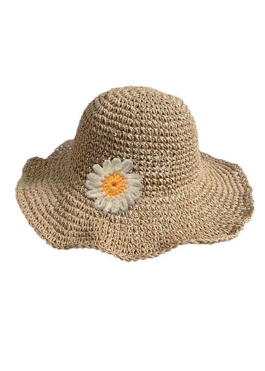 Girls with Sunflower Crochet Straw Hat - Blissfully Lavender BoutiqueStella Cove