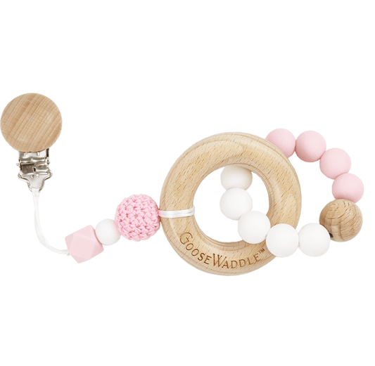 Wooden & Silicone Teether with Clasp