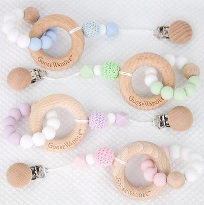 Wooden & Silicone Teether with Clasp