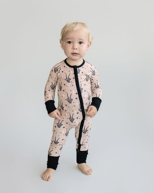 Spooky Vibes Bamboo Zip Kids Pajama Romper