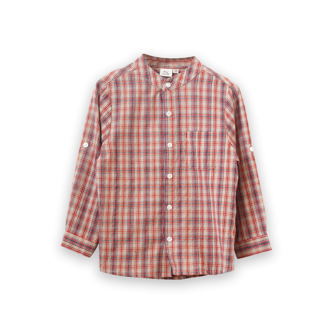 Boys Long Sleeve Check Shirt | Red and Blue