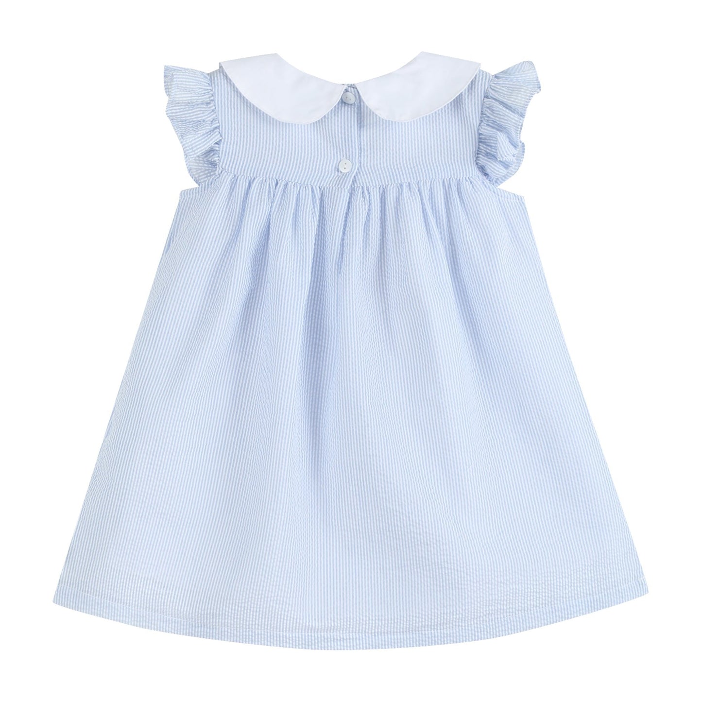 Girls Light Blue Easter Bunny Ruffle Yoke Dress