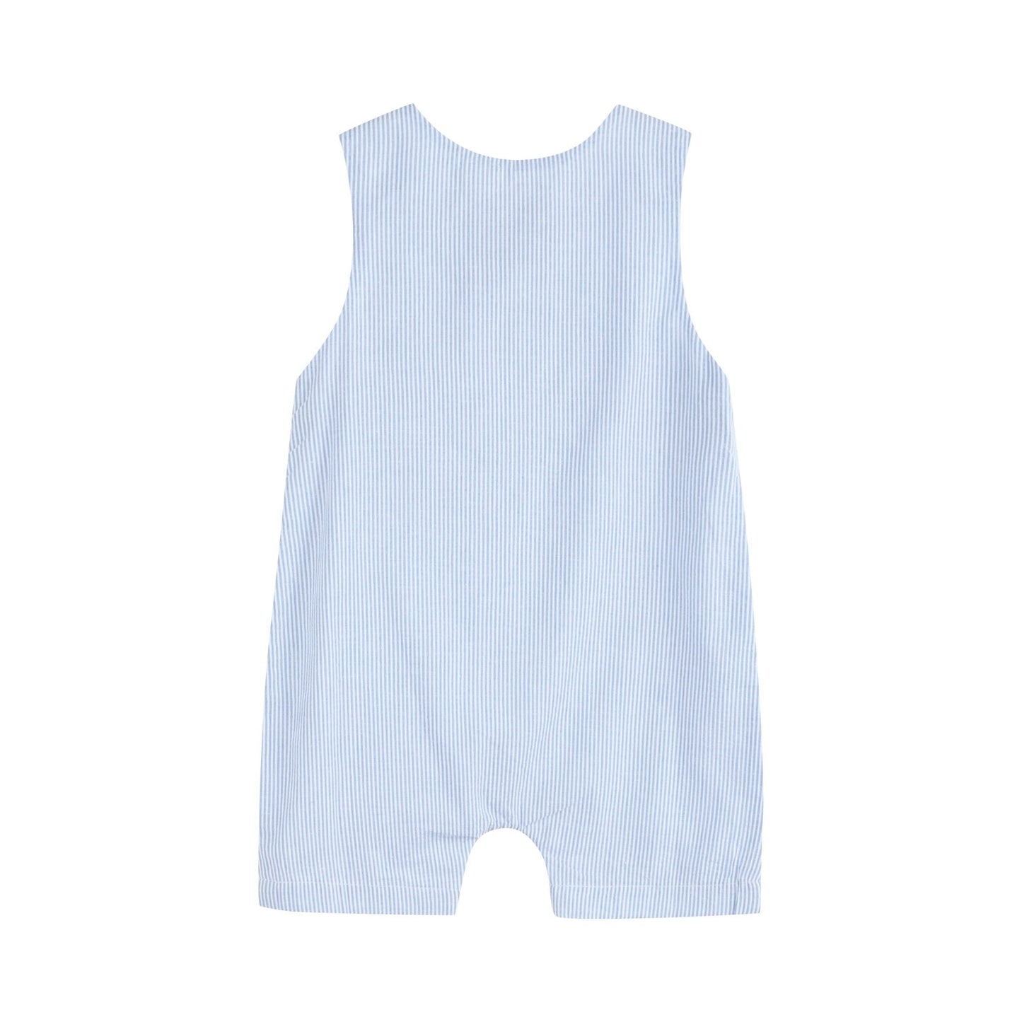 Baby Boy Light Blue Seersucker Bunny Smocked Shortalls