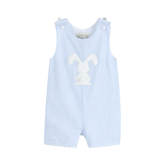 Light Blue Striped Pom Pom Bunny Shortalls