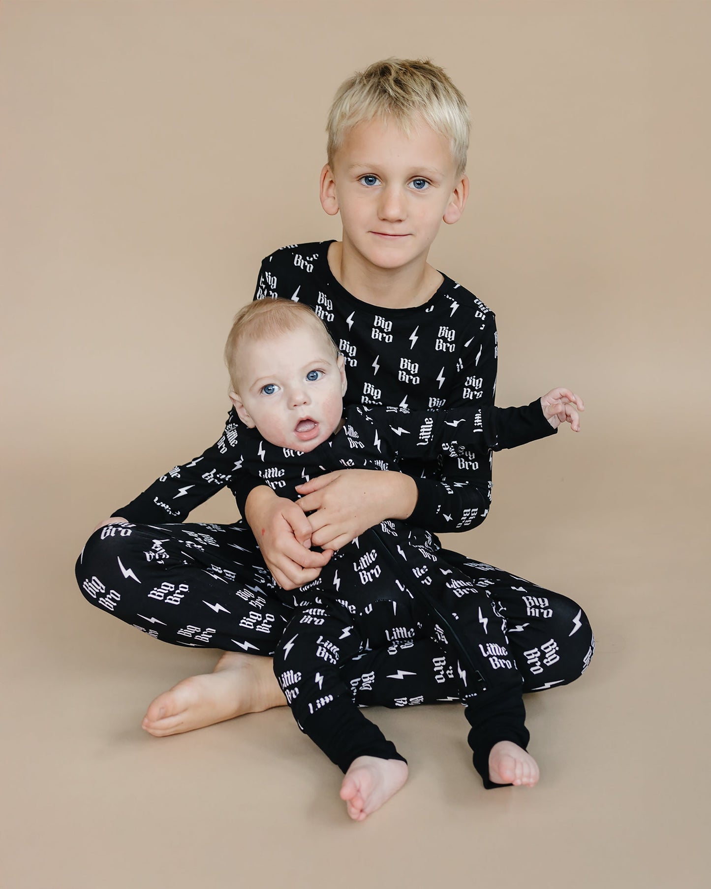 Baby Boy Little Bro Bamboo Zip Pajama Romper