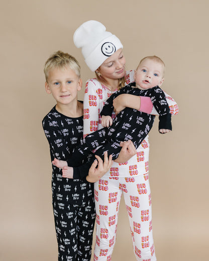 Baby Boy Little Bro Bamboo Zip Pajama Romper