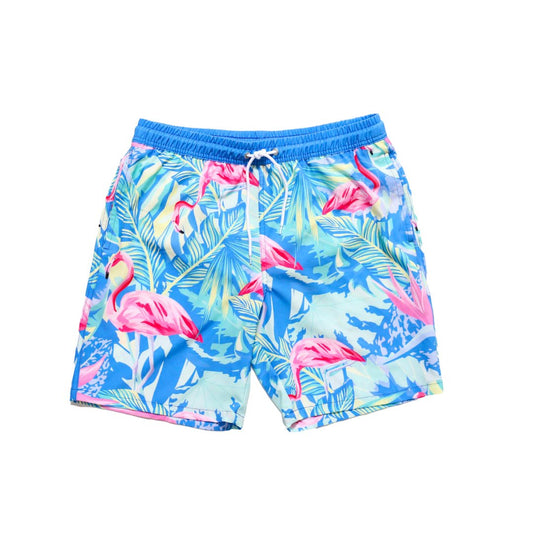 Men's Indigo Flamingo Swim Trunks - Blissfully Lavender BoutiqueBlueberry Bay