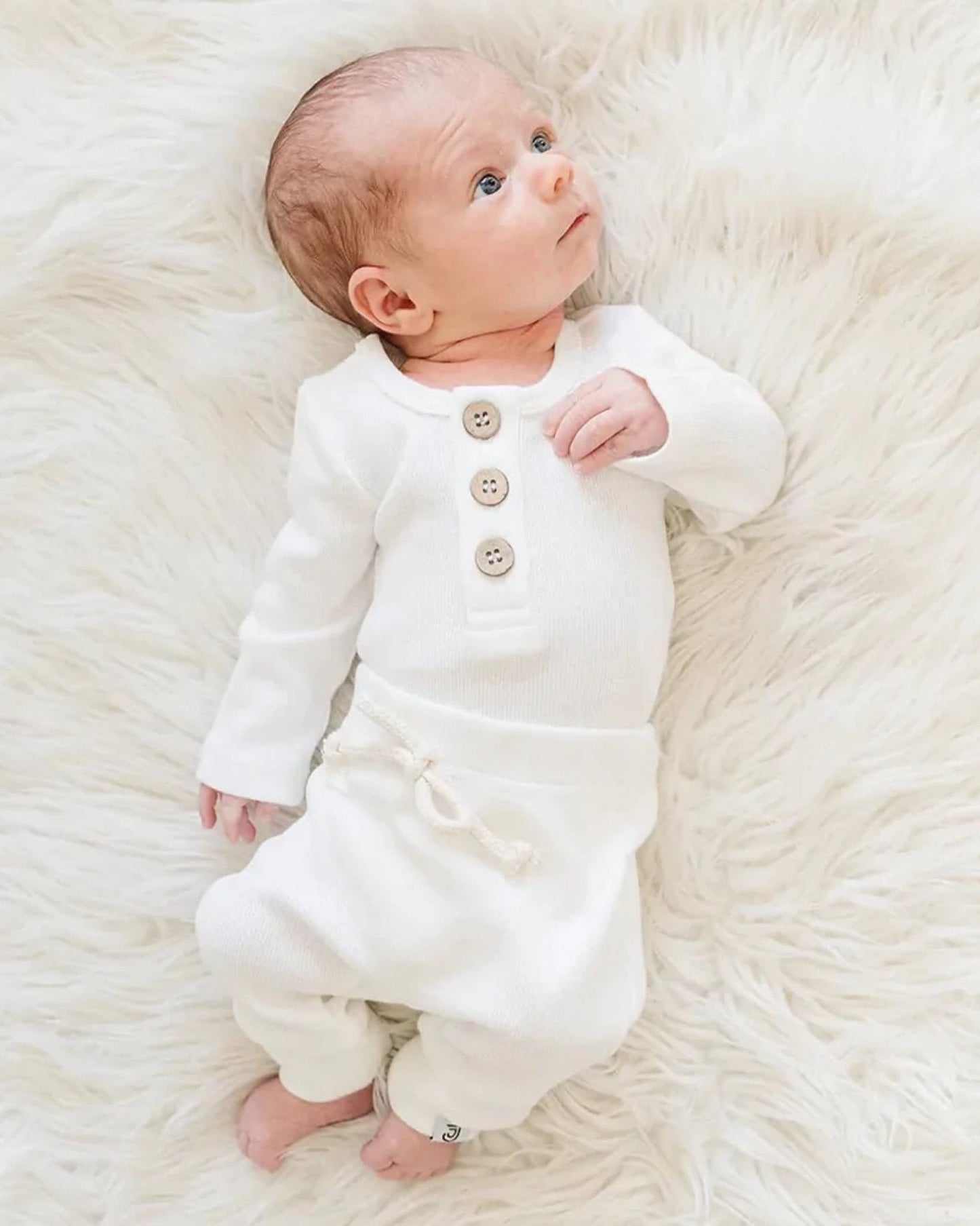 Organic 3 Button Bodysuit | Milk