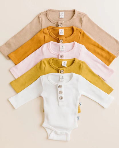 Organic 3 Button Bodysuit | Milk