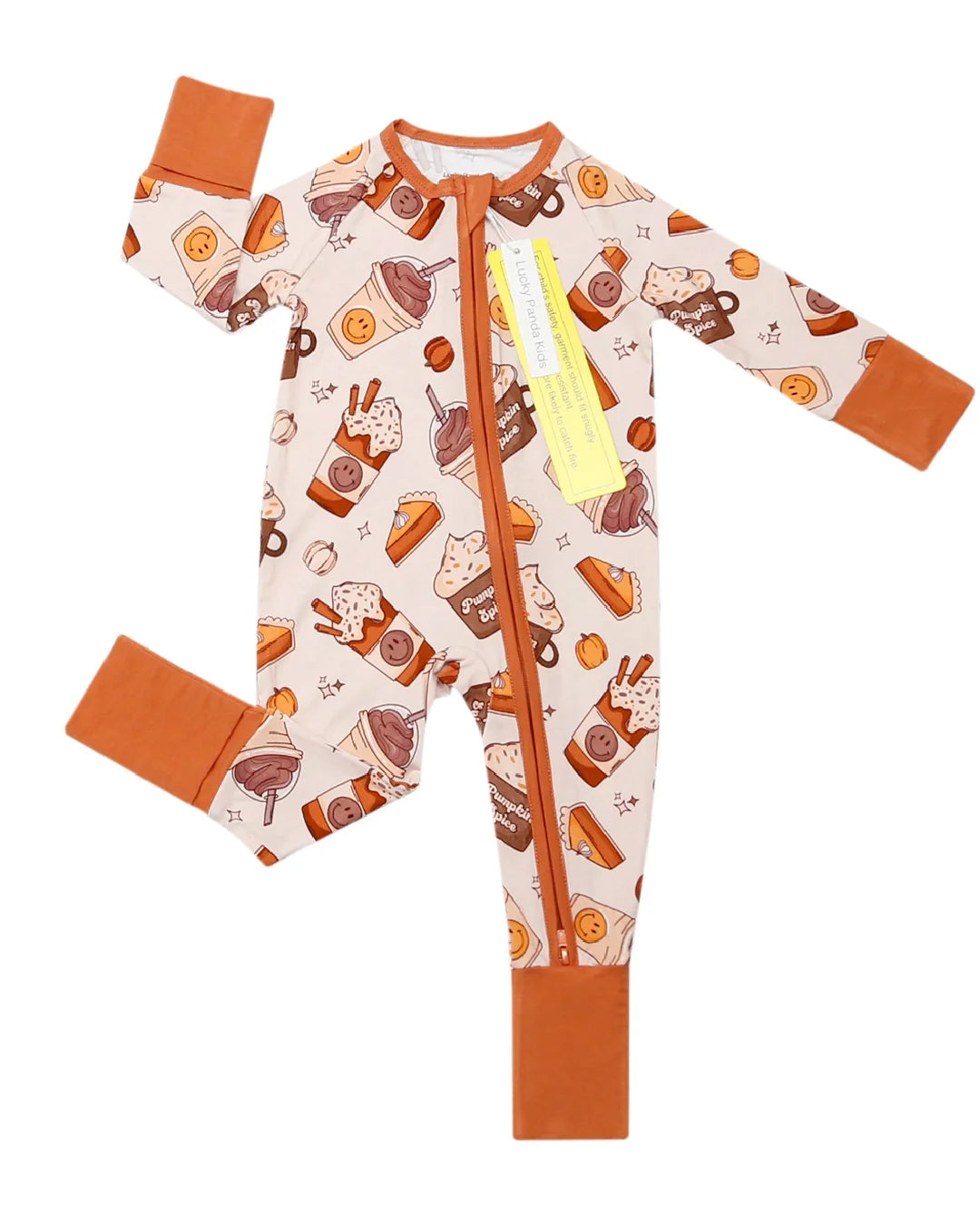 Baby Girl Pumpkin Spice Bamboo Zip Pajama Romper | Pumpkin Spice