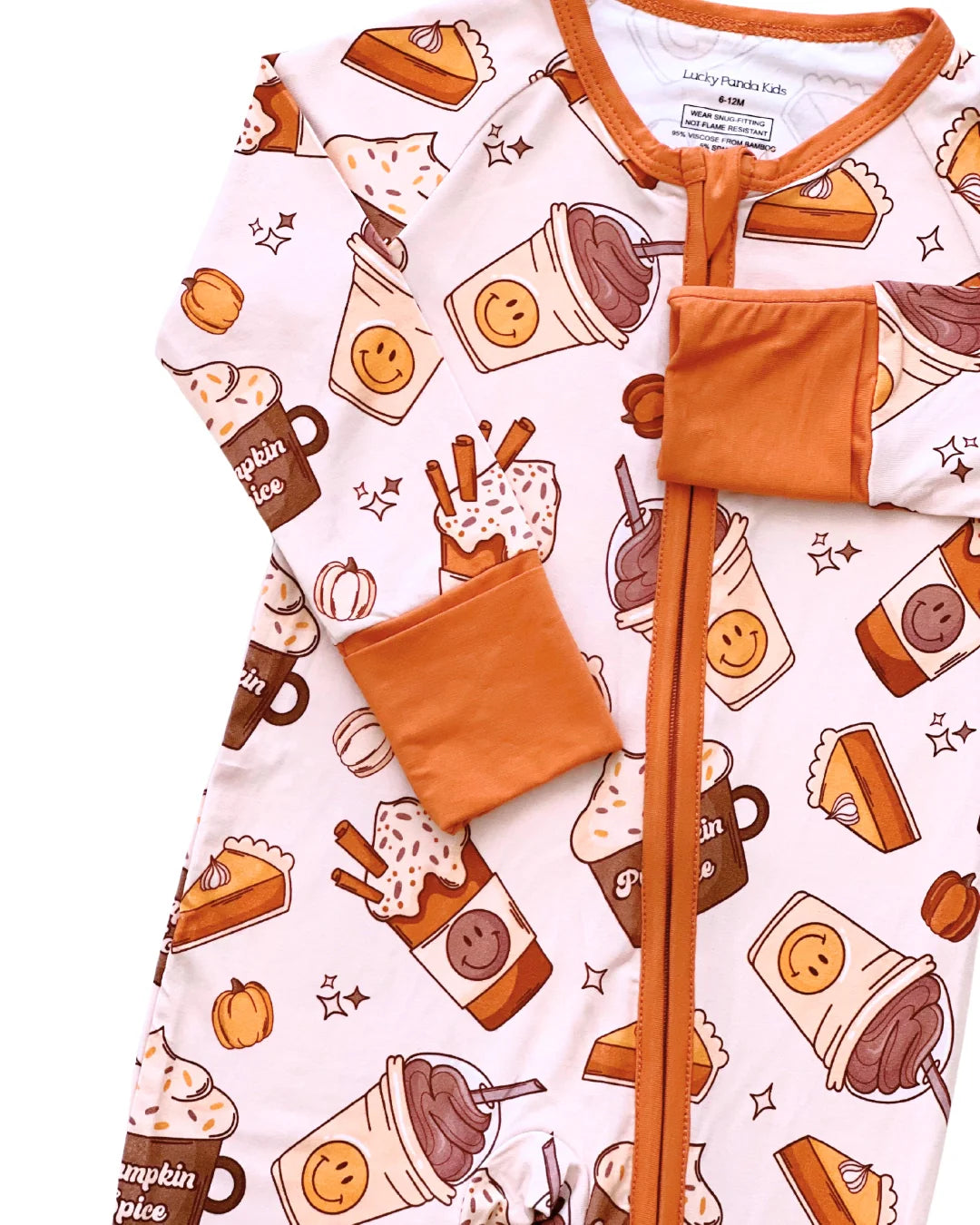 Baby Girl Pumpkin Spice Bamboo Zip Pajama Romper | Pumpkin Spice