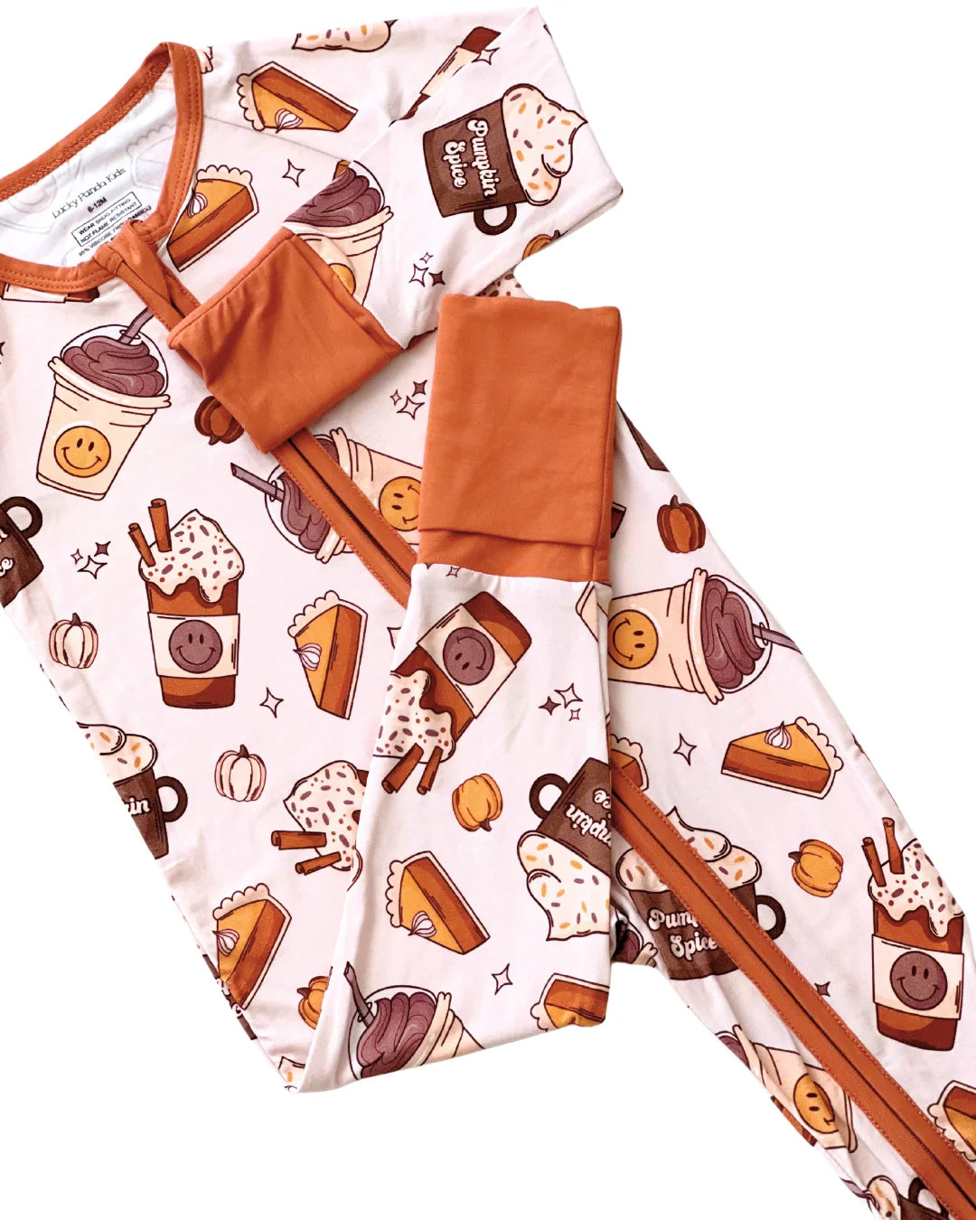 Baby Girl Pumpkin Spice Bamboo Zip Pajama Romper | Pumpkin Spice