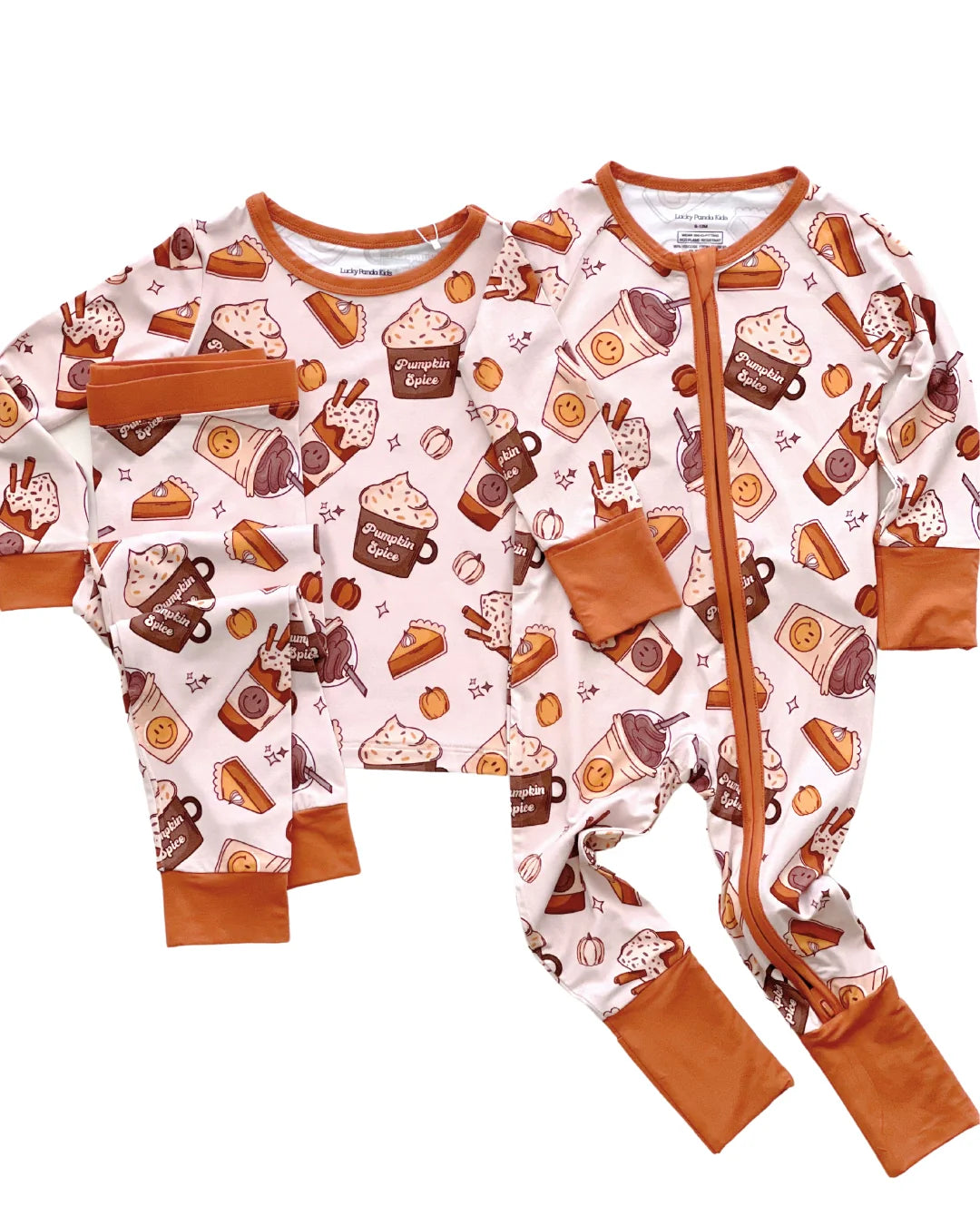 Baby Girl Pumpkin Spice Bamboo Zip Pajama Romper | Pumpkin Spice