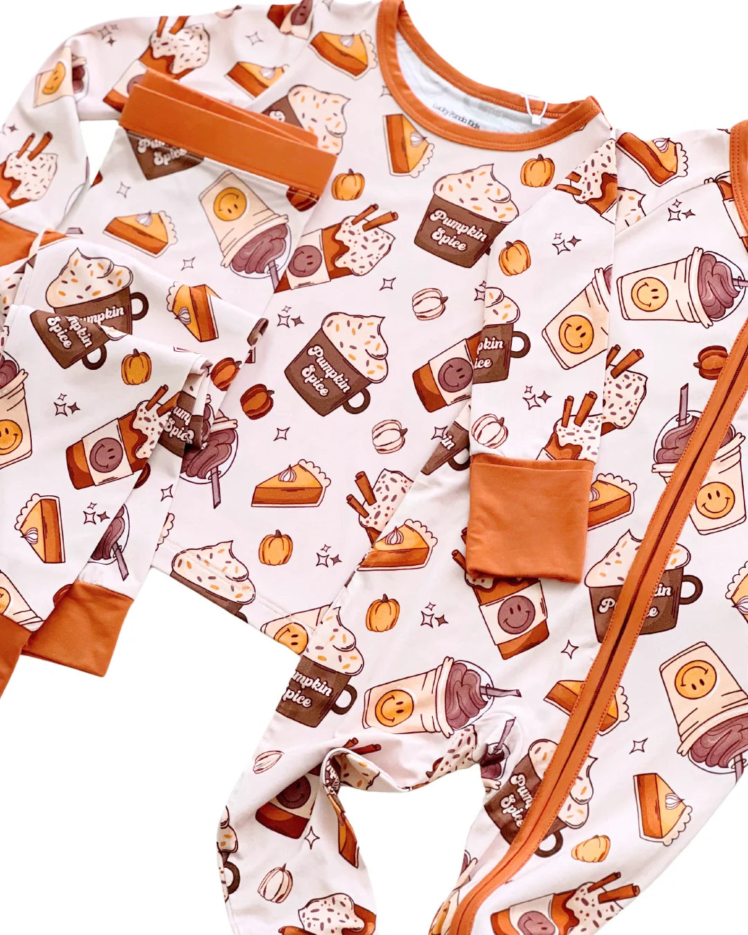 Baby Girl Pumpkin Spice Bamboo Zip Pajama Romper | Pumpkin Spice