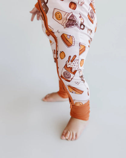 Baby Girl Pumpkin Spice Bamboo Zip Pajama Romper | Pumpkin Spice