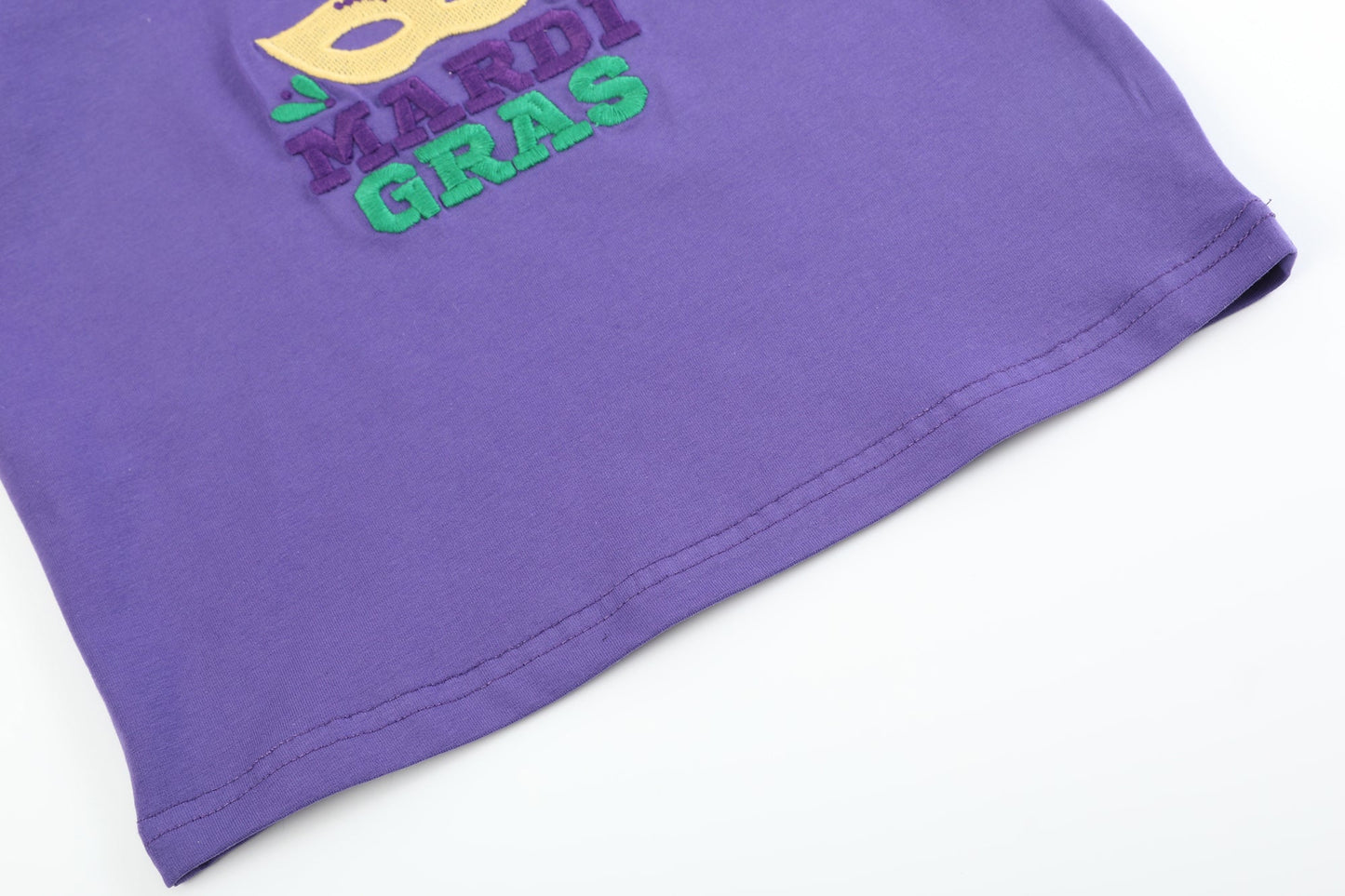 Purple Mardi Gras Applique Ruffle Shirt