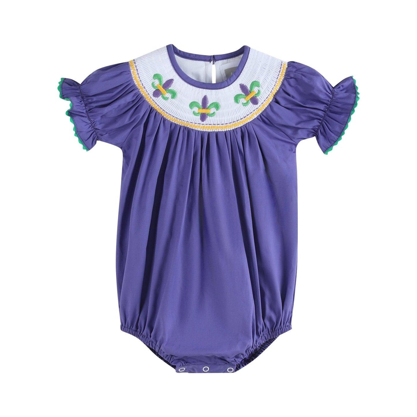 Purple Mardi Gras Smocked Romper