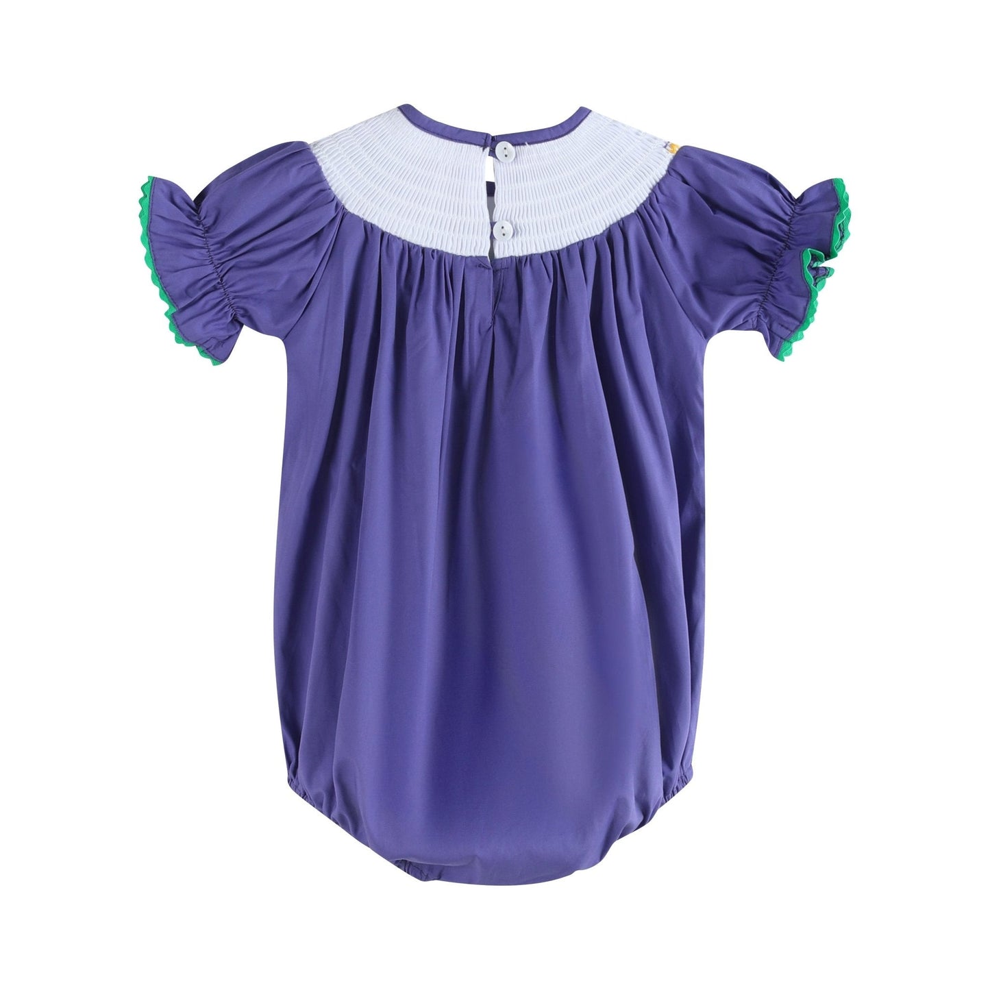 Purple Mardi Gras Smocked Romper