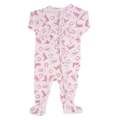 Baby Girl Gwen Cowgirl Ruffle Pajama Footie