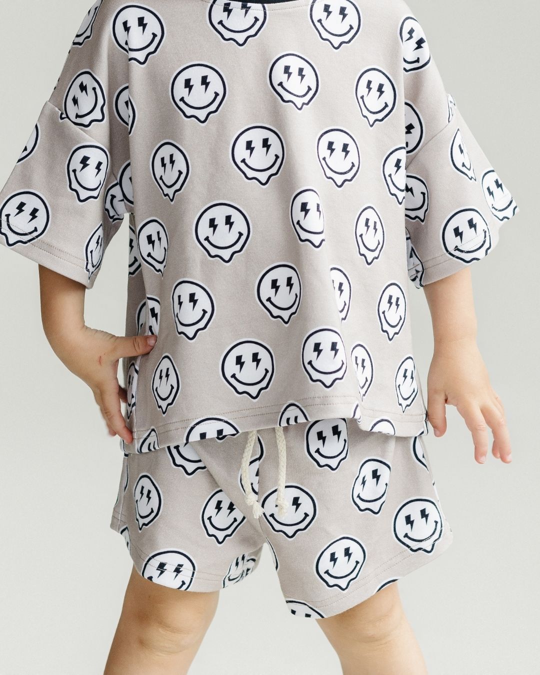 Electric Drippy Smiley Shorts Set