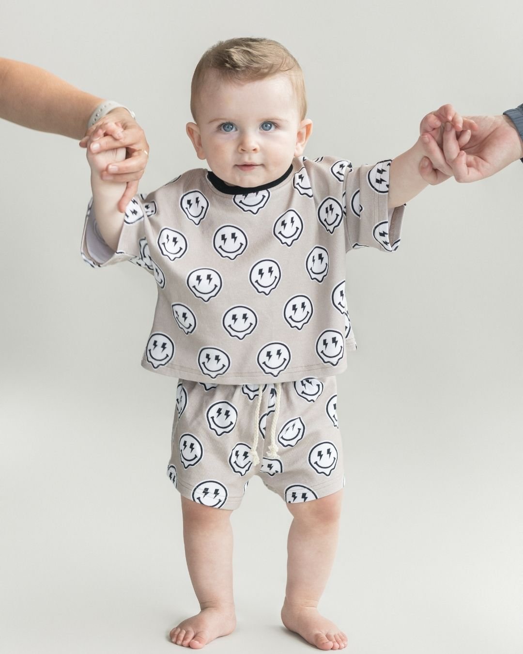 Electric Drippy Smiley Shorts Set